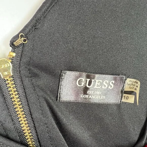 NWT Guess Black Kira Scalloped Eyelash Fringe Lace Dress LBD Size 10 NEW I991 - Picture 7 of 11